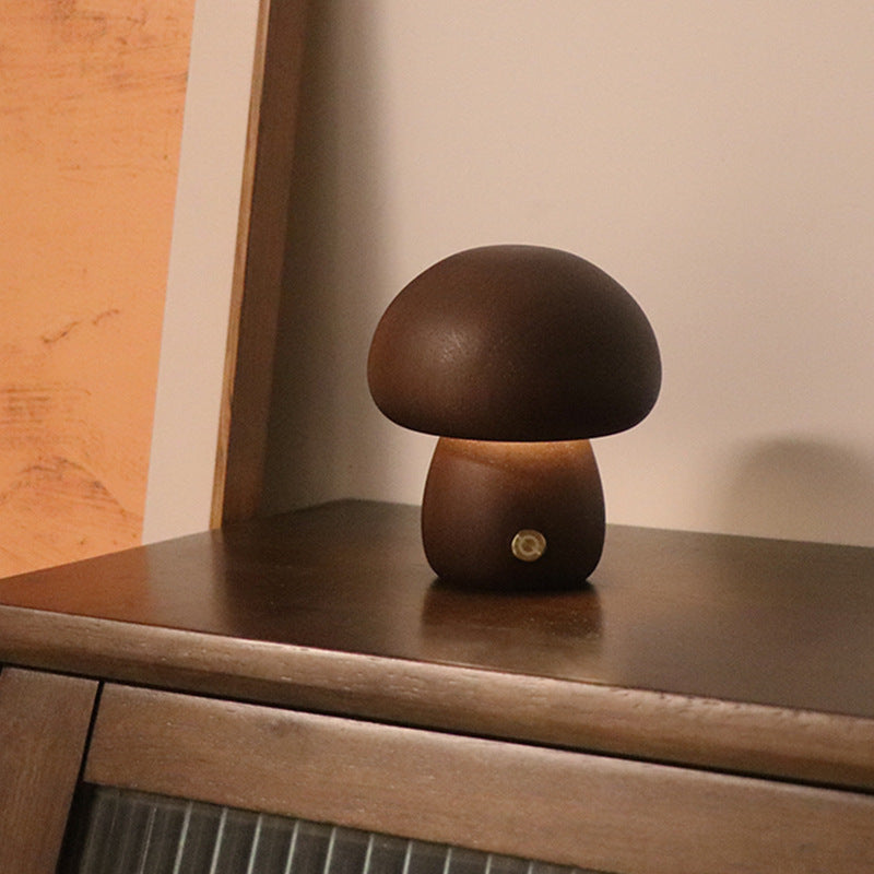 Cute Wooden Mushroom LED Night Light