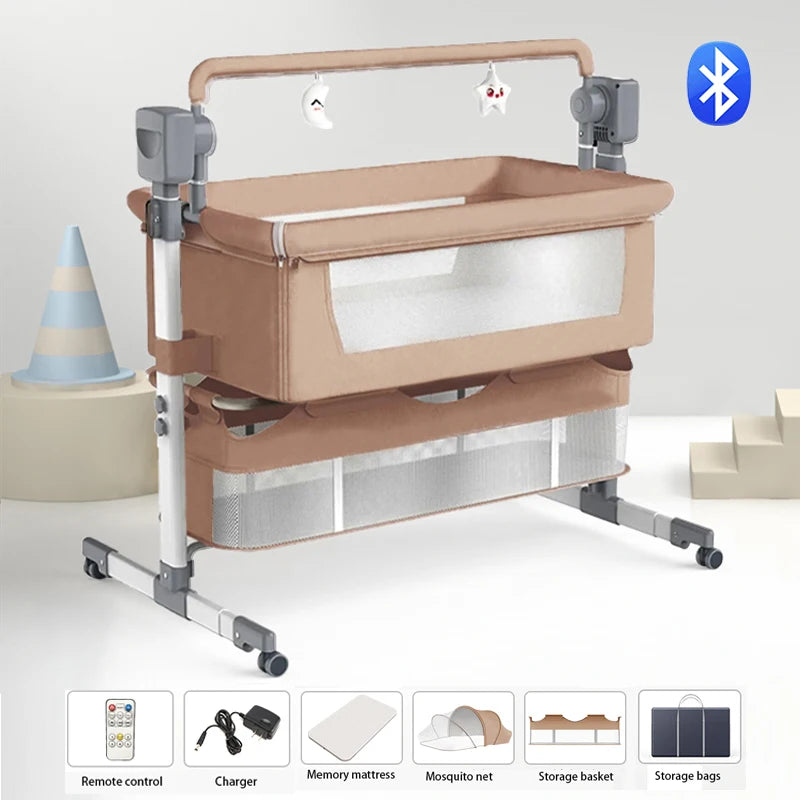 Baby Crib with Pendulum & Bluetooth