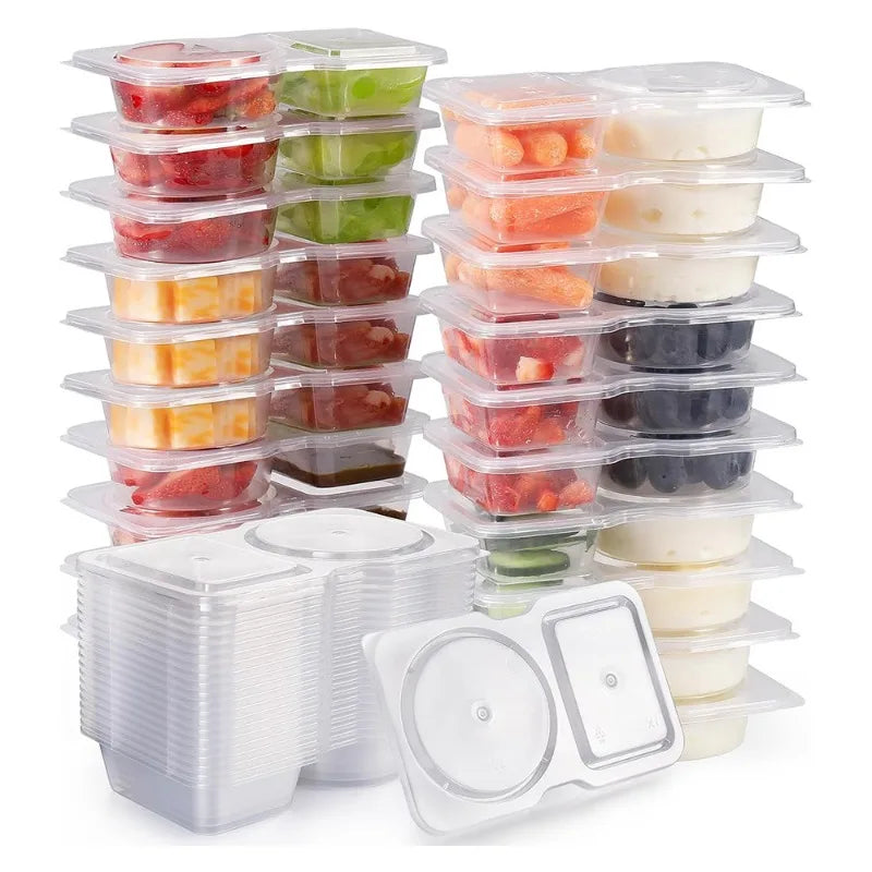 5/10/20/40PCS Double Compartment Snack Container with Lid