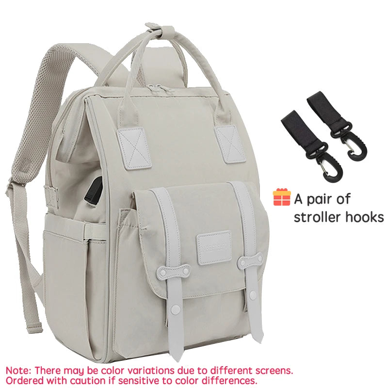 Baby Nappy Bag with 2pcs Stroller Hooks