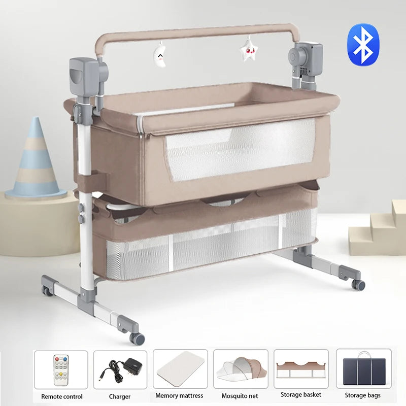 Baby Crib with Pendulum & Bluetooth