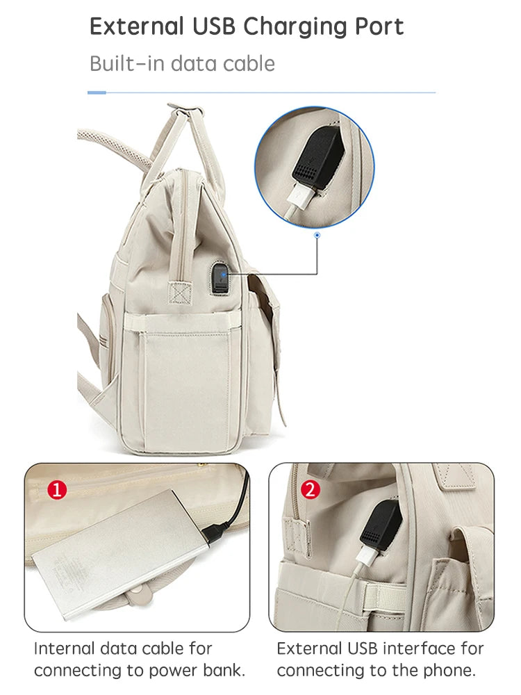 Baby Nappy Bag with 2pcs Stroller Hooks