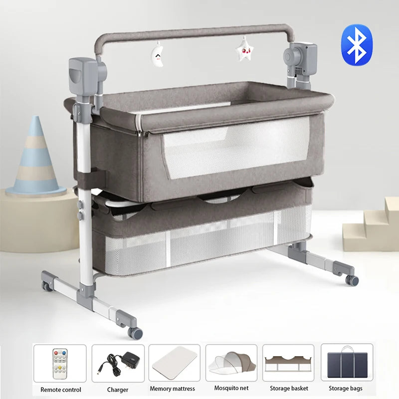 Baby Crib with Pendulum & Bluetooth