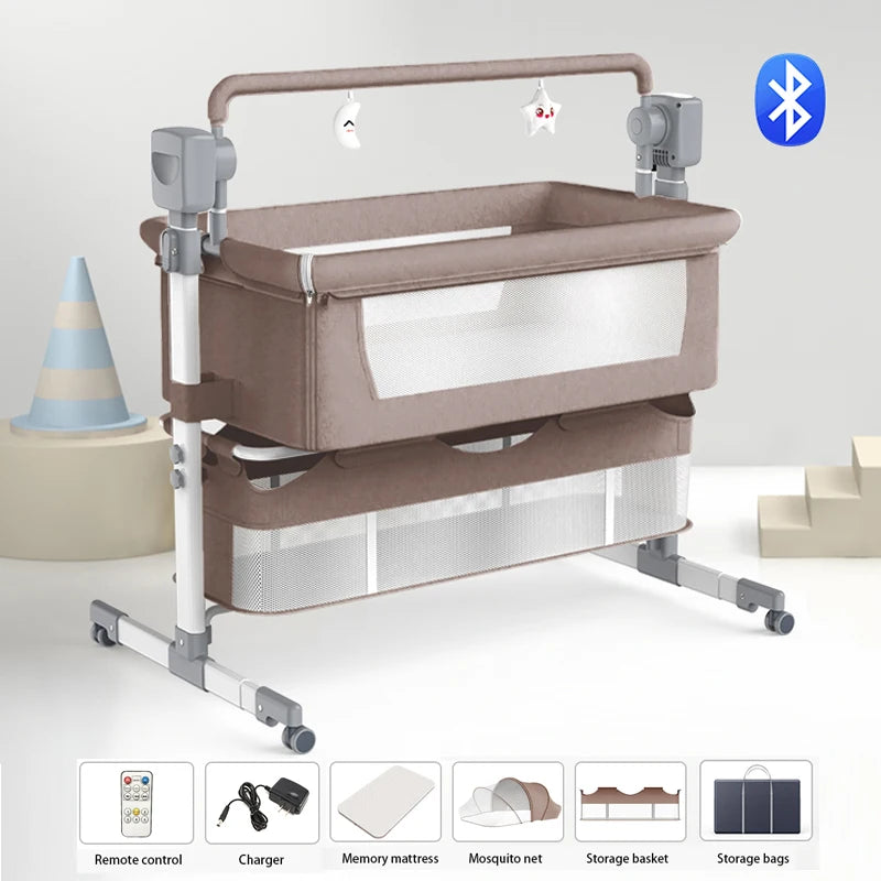 Baby Crib with Pendulum & Bluetooth