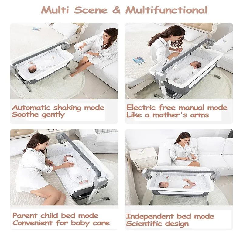 Baby Crib with Pendulum & Bluetooth