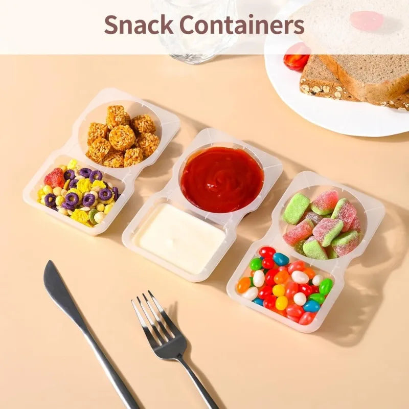 5/10/20/40PCS Double Compartment Snack Container with Lid