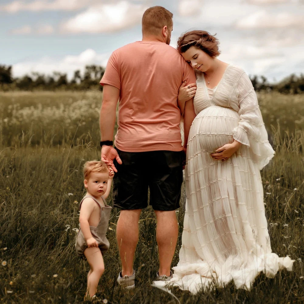 Pleat Chiffon Boho Style Maternity Photoshoot Dress