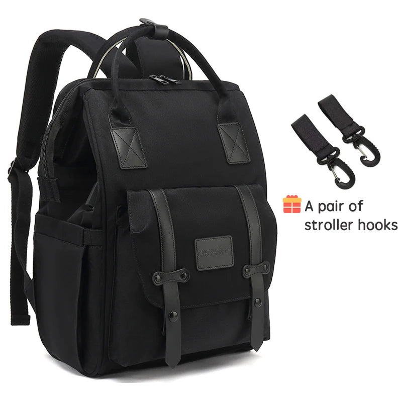 Baby Nappy Bag with 2pcs Stroller Hooks