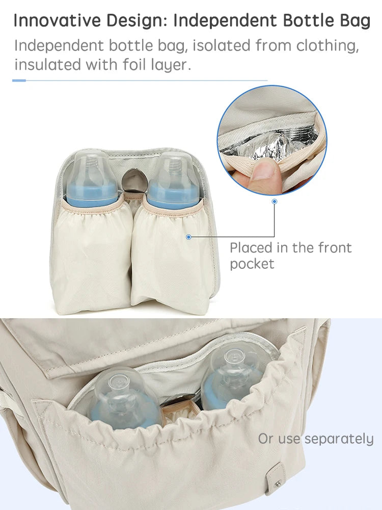 Baby Nappy Bag with 2pcs Stroller Hooks