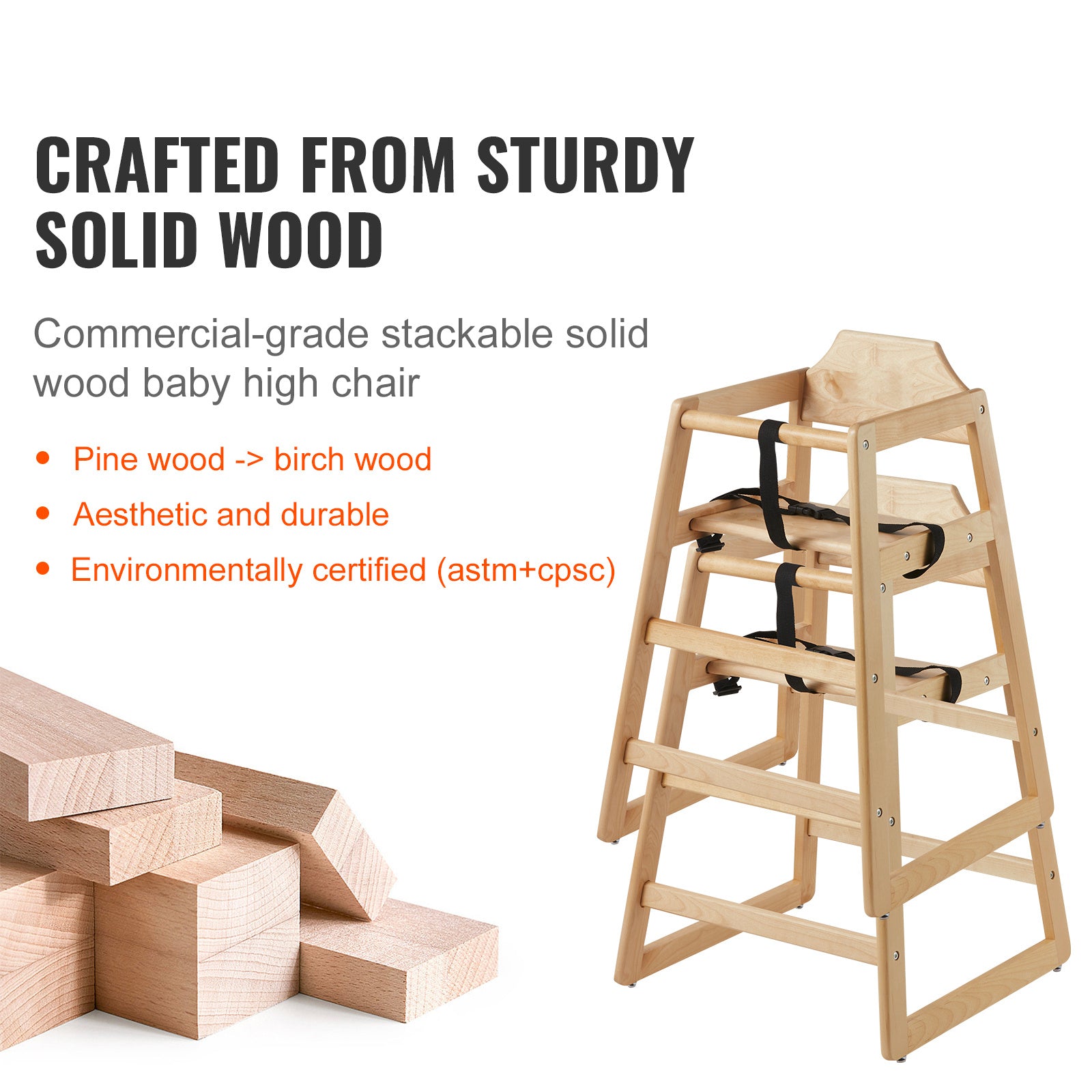 Wooden High Chair For Babies & Toddler